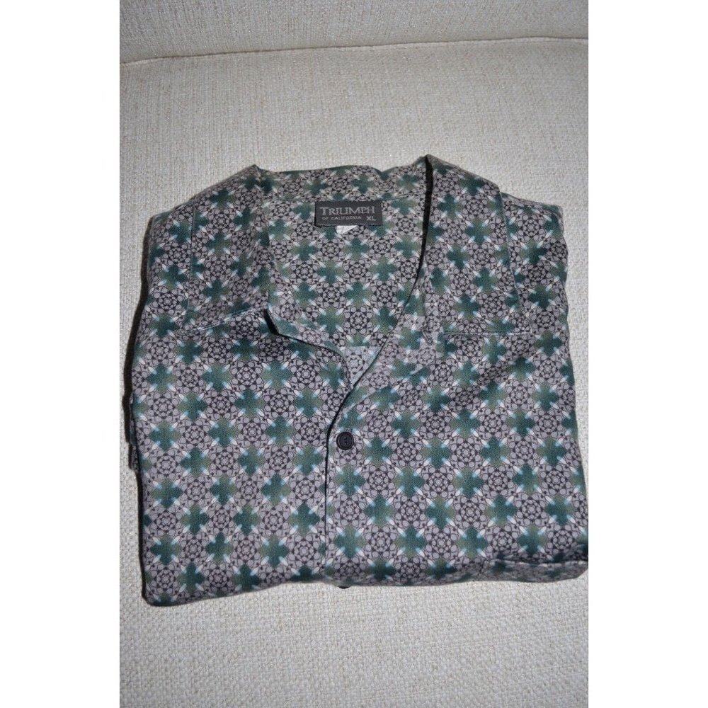 Triumph California Men’s Size XL Short Sleeve Button Up Shirt Green/ Gray